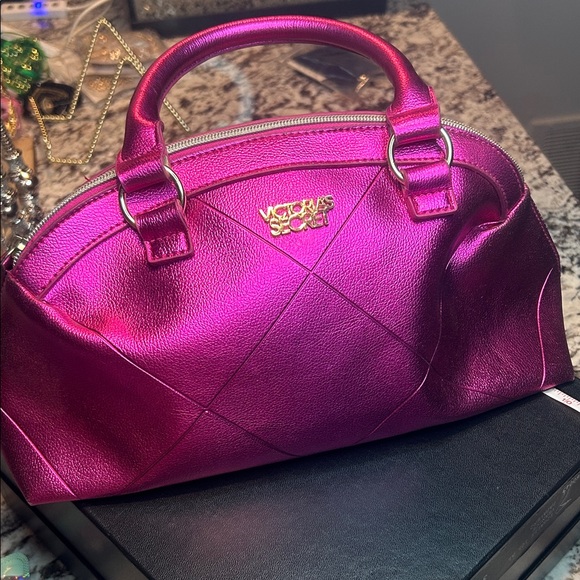 Victoria's Secret Handbags - Victoria's Secret Metallic Fuchsia Dome Satchel Bag